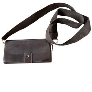 Vintage 90s Fendi Brown Leather wallet and purse strap